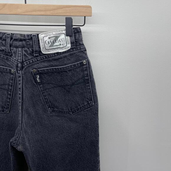 Vintage Z Cavaricci Black Wash Denim High Rise Button Fly Tapered Straight Jeans - Picture 5 of 7